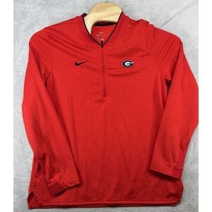 Nike Dri-Fit Georgia Bulldogs 1/4 Zip Long Sleeve Red Mock Neck Men's Size L